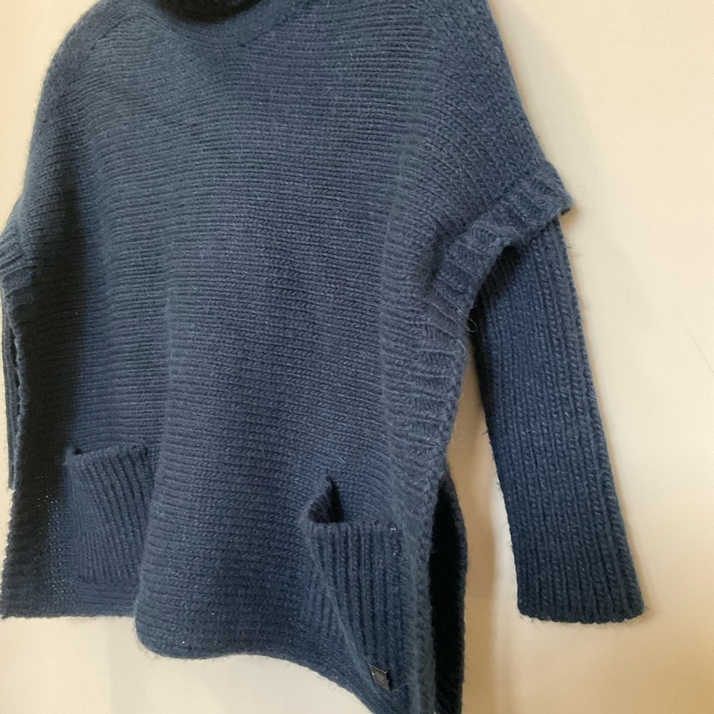 Carolina Herrera Blue Size Small Pullover Turtleneck Poncho Sweater Wool Blend - Picture 4 of 9